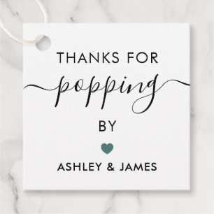 Thanks for Popping By Tags, Wedding Tag, Grey Teal Favour Tags