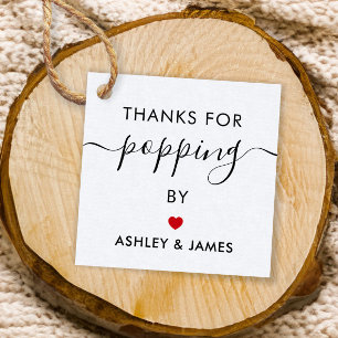 Thanks for Popping By Tags, Wedding Tag, Red Favour Tags