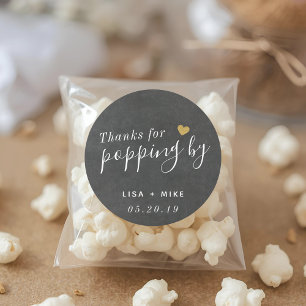 Thanks for Popping by Wedding Popcorn Favour Classic Round Sticker