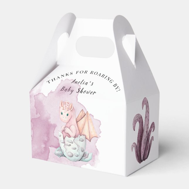 Thanks For Roaring By! Dragon Baby Shower Favour Box (Front Side)