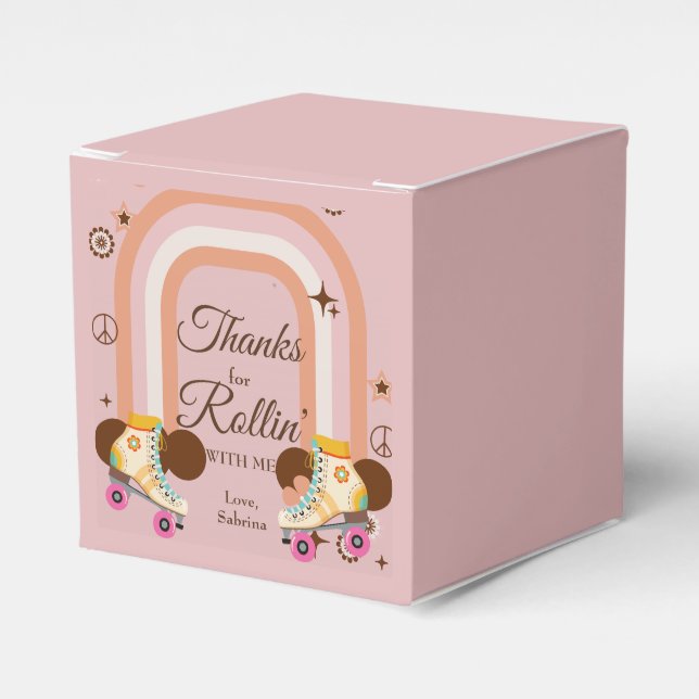 Thanks for Rollin' With Me Roller Skate Birthday Favour Box (Front Side)