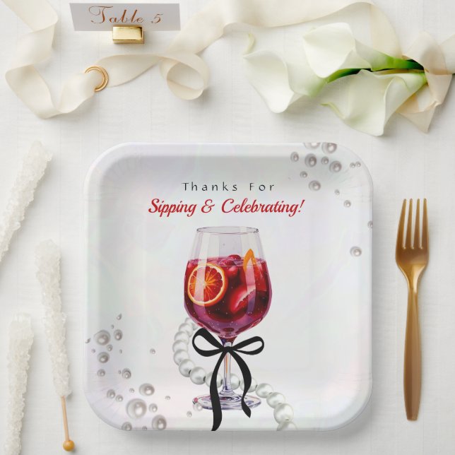 Thanks for Sipping & Celebrating Paper Plate (Wedding)