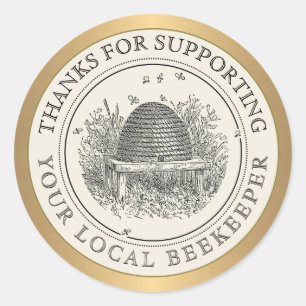 Thanks for Supporting Your Local Beekeepers Gold   Classic Round Sticker
