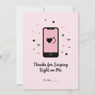 Thanks for Swiping Right Coquette Valentine Design Holiday Card