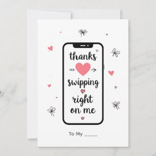 Thanks for Swiping Right Funny Valentine Design Holiday Card