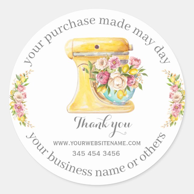 Thanks for the purchase, small bakery business.  classic round sticker (Front)
