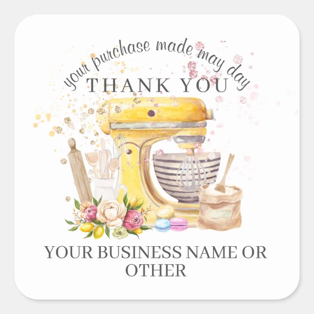 Thanks for the purchase, small bakery business.  square sticker (Front)