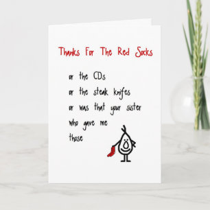 Thanks For The Red Socks - a quirky thank you poem Card