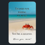 “Thanks for Wiping My Butt" – Funny Mum Magnet<br><div class="desc">For the mum who did the dirty work — literally. This cheeky crab magnet is the perfect blend of sass and gratitude. Featuring a bold red crab strutting proudly across a tranquil beach, it’s a tribute to all the legendary moms who wiped, washed, and raised us into the weirdos we...</div>
