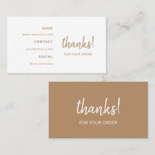 Thanks for your Order   Brown Business Card
