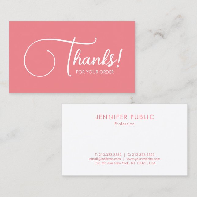Thanks For Your Order Elegant Modern Template Business Card (Front/Back)
