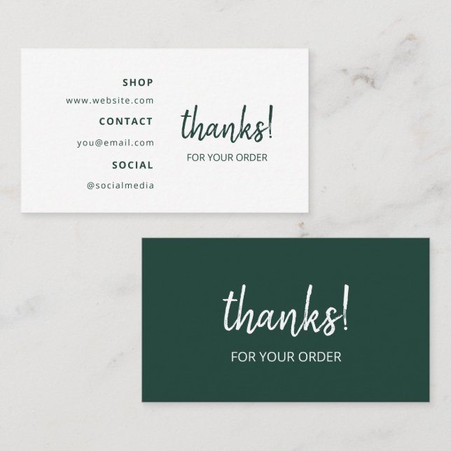 Thanks for your Order | Emerald Green Business Card (Front/Back)