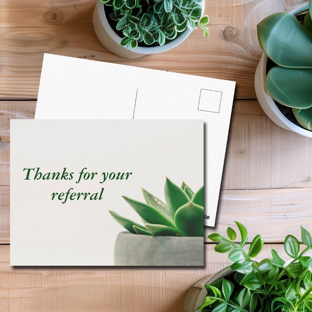 Thanks for Your Referral Modern Plant Business Postcard (Creator Uploaded)