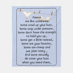 Thanks Friend are like Underwear Fun Quote Fleece Blanket
