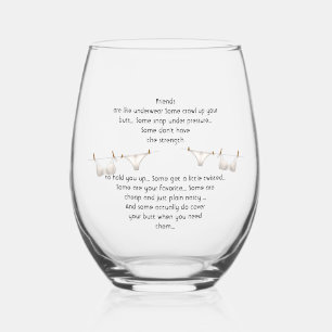 Thanks Friend are like Underwear Fun Quote Stemless Wine Glass