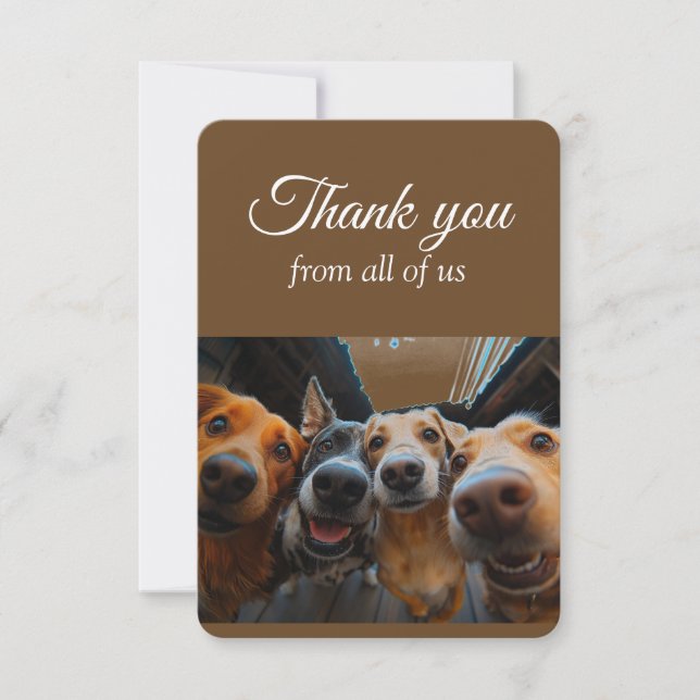 Thanks From All of Us Group Fun Dogs Pet Animals Thank You Card (Front)