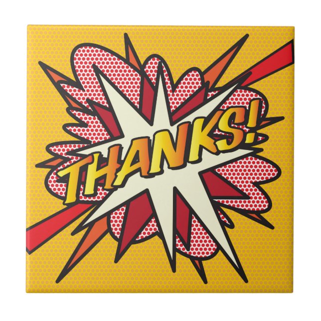 THANKS Fun Retro Comic Book Pop Art Tile (Front)