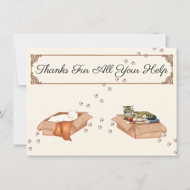 Thanks Fur All Your Help! Cats in Boxes, Gratitude Thank You Card (Front)