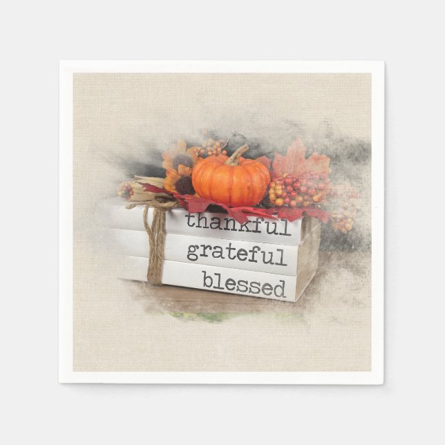 Thanks giving Autumn Book Stack Napkin (Front)