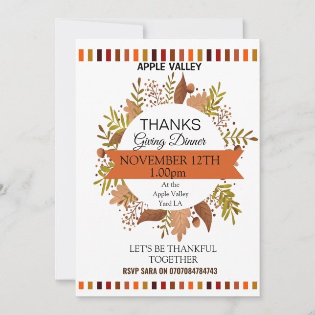 Thanks giving dinner flyer invitation (Front)