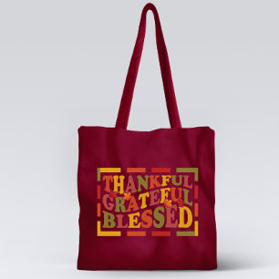 Thanks Giving Thankful, Grateful , Blessed  Design Tote Bag