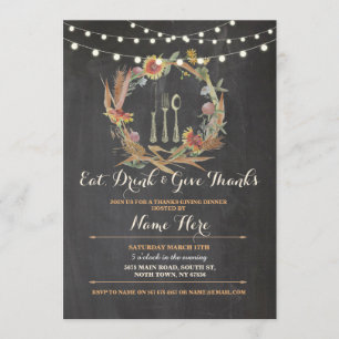 Thanks Giving Thanksgiving Floral Fall Invite