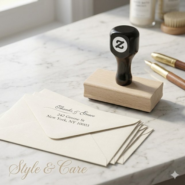 Thanks Grace Wedding Return Address Rubber Stamp (Thanks Grace Wedding Return Address Rubber Stamp)