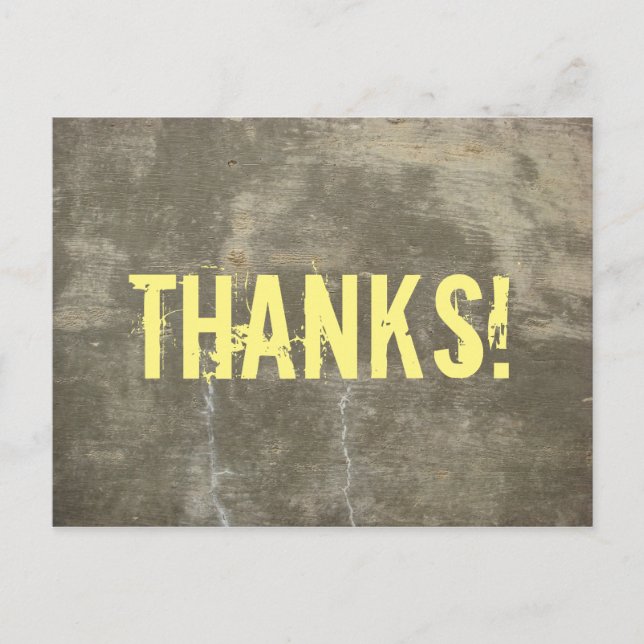 Thanks graffiti stencil on  concrete wall postcard (Front)