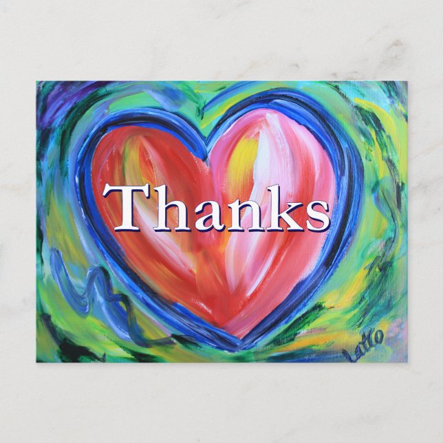 Thanks Heart Art Postcard (Front)