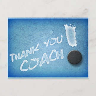 Thanks Hockey Coach PostCard Icy Blue Style