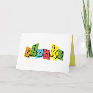 Thanks in Bright Colour Blocked Letters Note Card