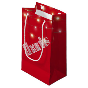 Thanks In Frosted Text With Light String Small Gift Bag