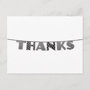Thanks in Patterned Bunting Black and White Postcard