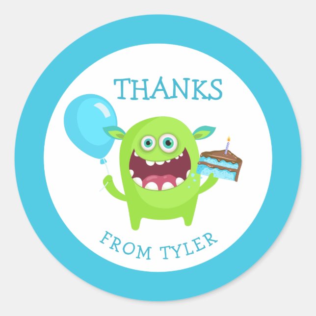 Thanks Little Monster Party Classic Round Sticker (Front)