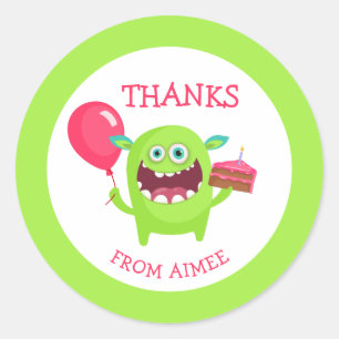 Thanks Little Monster Party Classic Round Sticker
