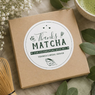 Thanks Matcha Bridal Shower Thank You  Classic Round Sticker