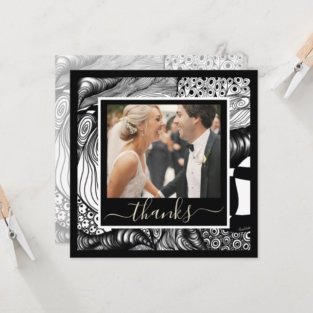Thanks Modern elegant black and white with photo (Front/Back In Situ)