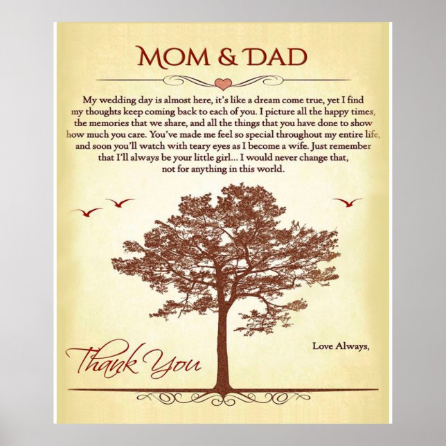 Thanks Mum and Dad Gift,Mother's/Father's Day Gift Poster (Front)