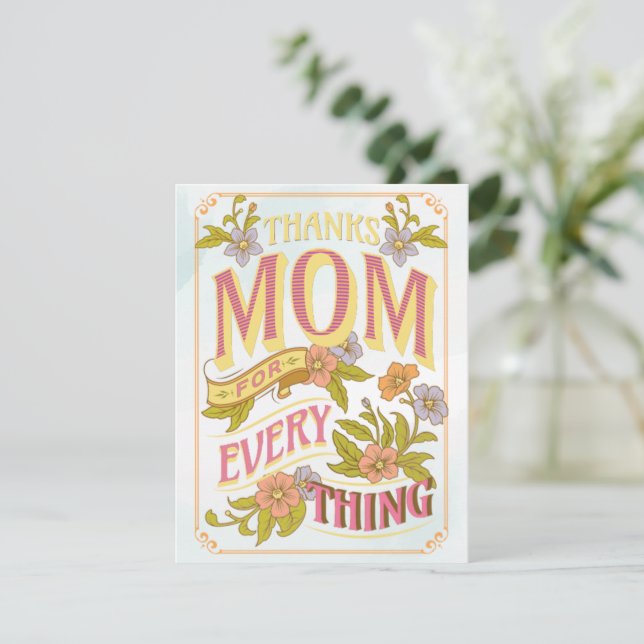 Thanks Mum For Every Thing, Mum Day Holiday Card (Standing Front)