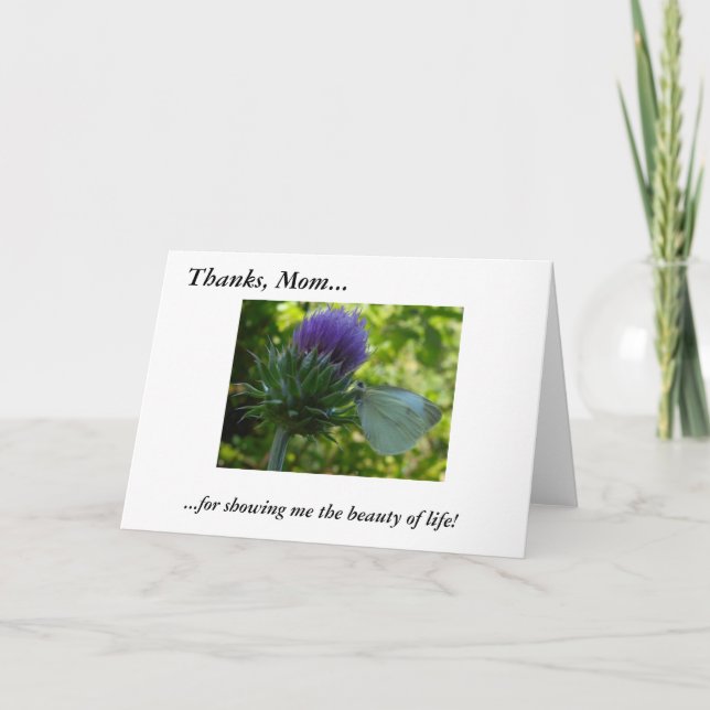 Thanks Mum Purple Thistle Note Cards (Front)