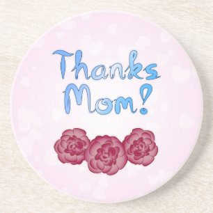 Thanks Mum with Carnation Flower for Mother’s Day Coaster