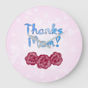 Thanks Mum with Carnation Flower for Mother’s Day Large Clock