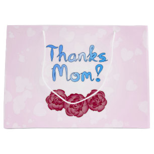 Thanks Mum with Carnation Flower for Mother’s Day Large Gift Bag