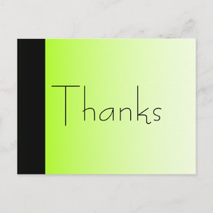 Thanks Neon Green and Black Postcard