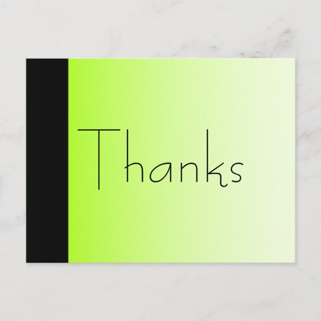 Thanks Neon Green and Black Postcard (Front)