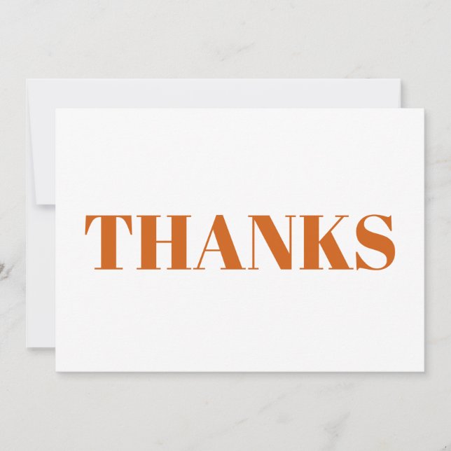 Thanks orange white modern thanksgiving card (Front)