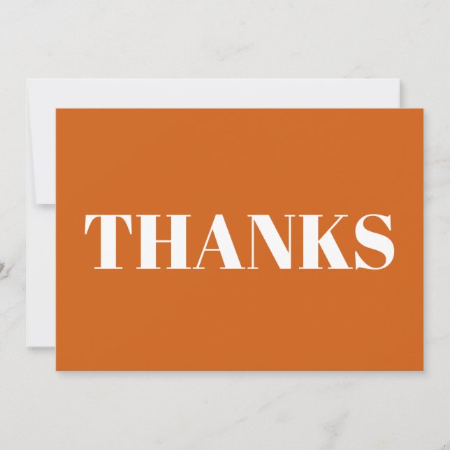 Thanks orange white modern thanksgiving card (Front)