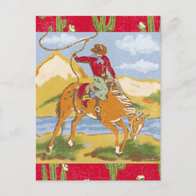 Thanks Partner Western Wild West Cowboy Rodeo Postcard (Front)