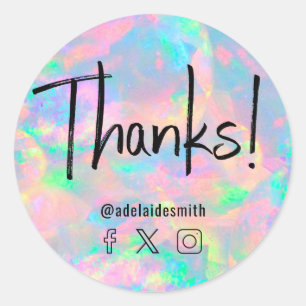 thanks pastel opal classic round sticker