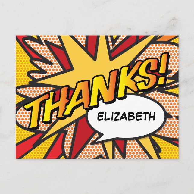 THANKS Personalised Speech Bubble Modern Announcement Postcard (Front)